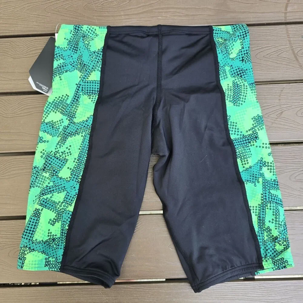 TYR Durafast Lite Vesuvius Mens Black/green Splice Swim Jammer Size 32 New
